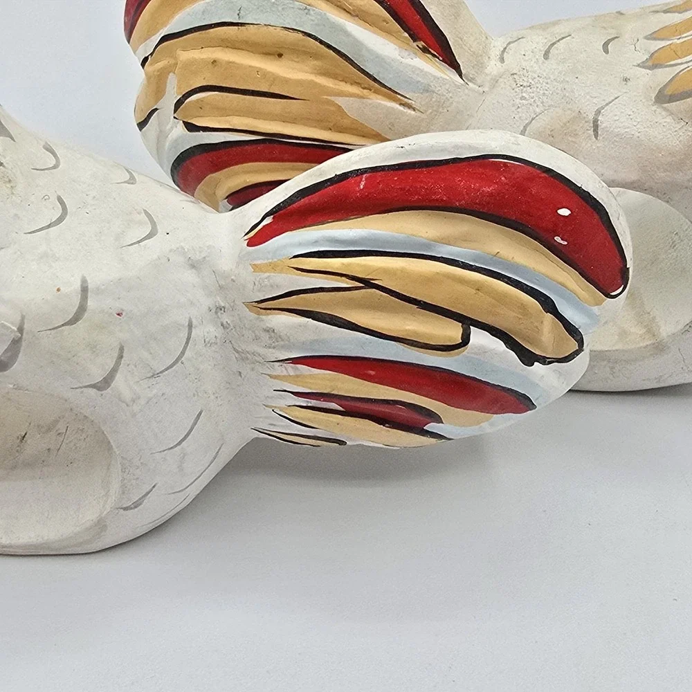 2 Wooden‎ Napkin Rings Farmhouse Country Chicken Hen Roosters Hand Painted